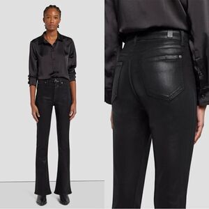 NWT 7 For All Mankind TAILORLESS ULTRA HIGH RISE SKINNY BOOT IN COATED BLACK